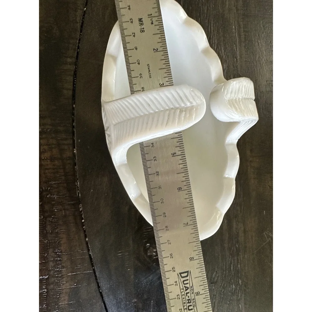 Vintage Milk Glass Basket Weave Diamond Point Candy Dish White Decor Display VGC